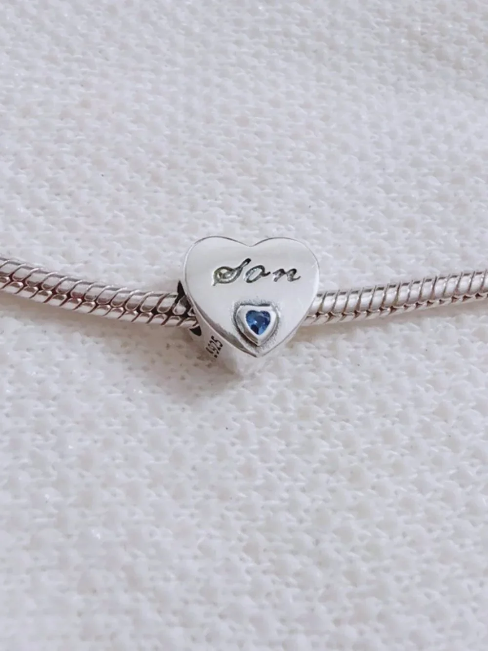 Son Heart Charm Son With Blue Heart Charm Silver Charm For Pandora Bracelet